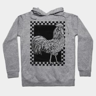 Rooster with checked border Hoodie